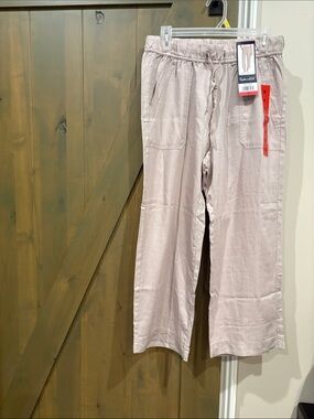 Light Mauve Drawstring Wide-Leg Pants